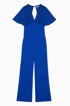 V-neck jumpsuit in sablè crepe fabric